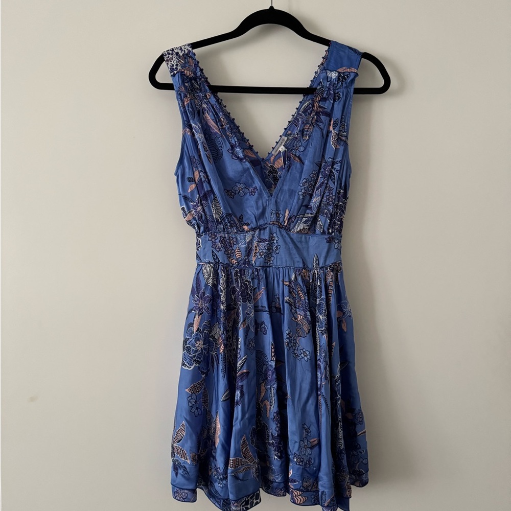 🆕 POUPETTE ST BARTH ✨ Bessie mini dress blue Leo forest | Sz XS - Picture 6 of 7